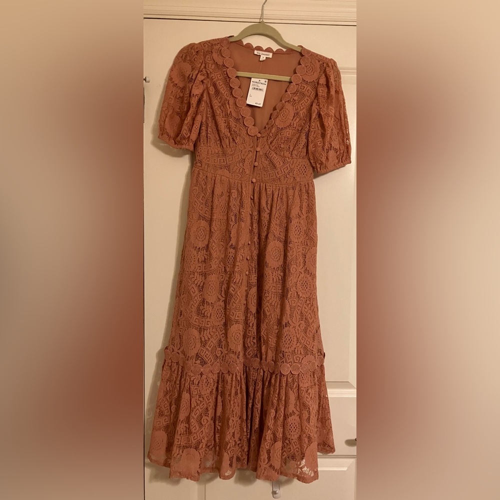 Brand New blu pepper Dusty Pink Lace Button-Down Size Small